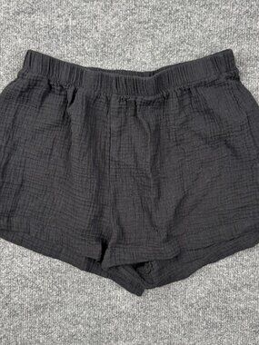 SHEIN Black Muslin Gauze Shorts Women’s Size Medium 100% Cotton Elastic Waist